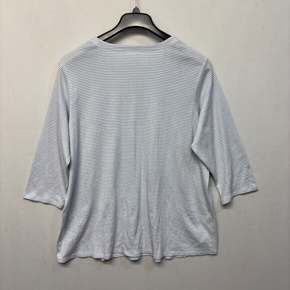 J. Jill 3/4 Sleeve Scoop Neck Tee T-Shirt Top 2X Stripes Pima Cotton C026 -30 - Picture 14 of 15